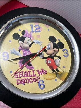 Disney Wall Clock with Minnie & Mickey — Pink, Purple, Yellow, Black